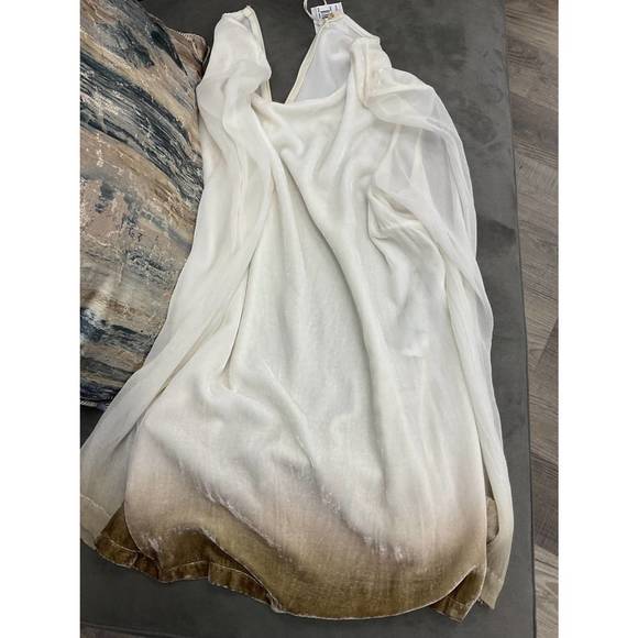 NEW VIVIANA UCHITEL gold ombre silk velvet blouse in white - Picture 5 of 5